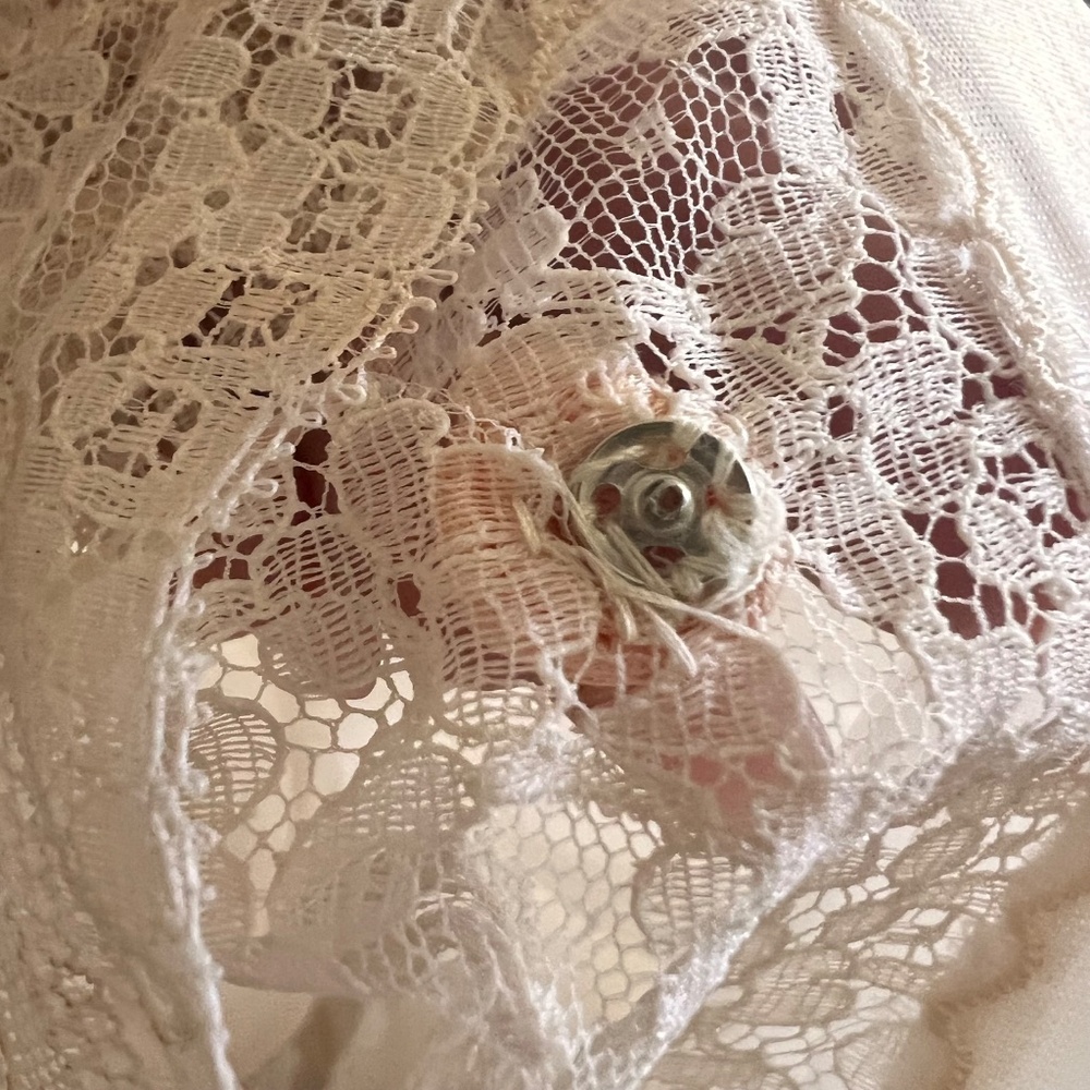 Vintage Christian Dior Lace Bed Jacket Sheer Peignoir Top Romantic Bridal 70s 80 - Picture 4 of 16